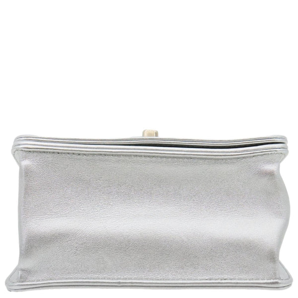 CHANEL Propeller Flap Mini Metallic Calfskin Leather Crossbody Bag Silver