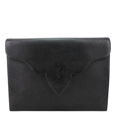 YVES SAINT LAURENT Saffiano Leather Clutch Black