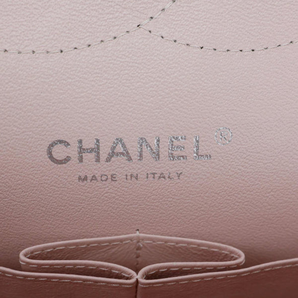 CHANEL Classic Double Flap Jumbo Quilted Caviar Leather Shoulder Bag Light Pink