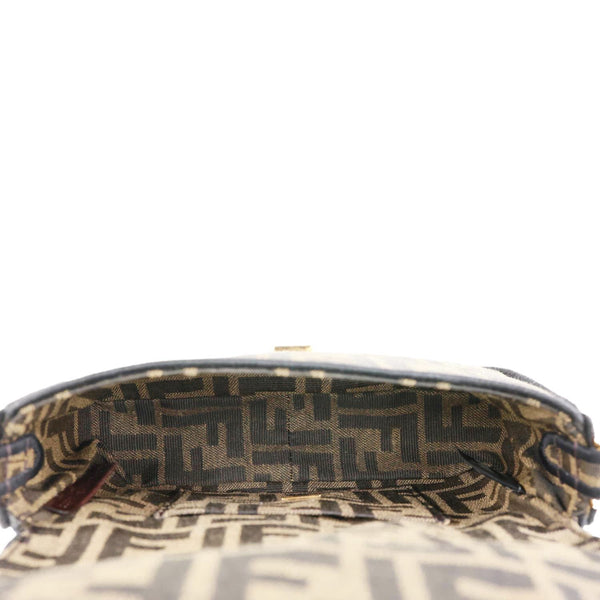 FENDI FF 1974 Mini Jacquard Fabric Baguette Crossbody Bag Brown