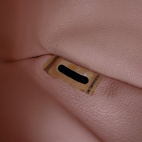 CHANEL Classic Double Flap Jumbo Quilted Caviar Leather Shoulder Bag Light Pink