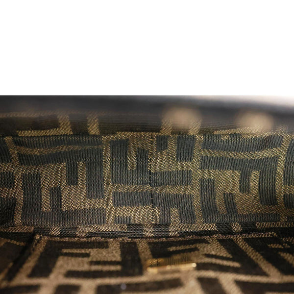 FENDI FF 1974 Mini Jacquard Fabric Baguette Crossbody Bag Brown