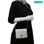 CHANEL Propeller Flap Mini Metallic Calfskin Leather Crossbody Bag Silver