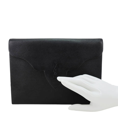 YVES SAINT LAURENT Saffiano Leather Clutch Black