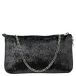 CHRISTIAN LOUBOUTIN Loubila Patent Velour Chain Clutch Black