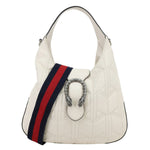 GUCCI Dionysus Web Medium Matelasse Leather Hobo Bag White 444072