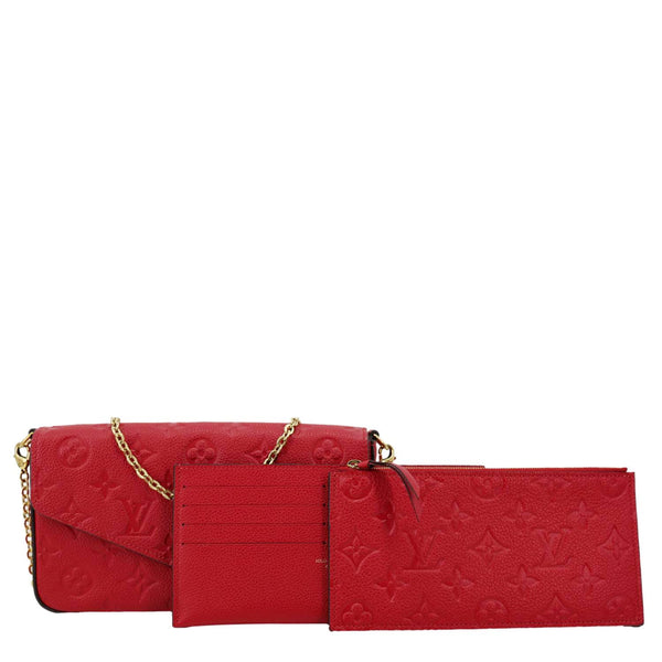 LOUIS VUITTON  Felicie Monogram Empreinte Pochette Crossbody Bag Red