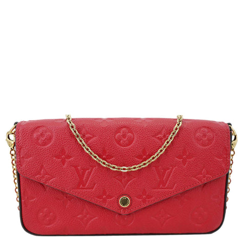 LOUIS VUITTON  Felicie Monogram Empreinte Pochette Crossbody Bag Red
