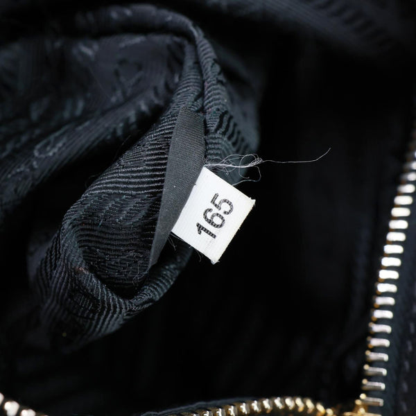 PRADA Vitello Daino Pebbled Leather Hobo Bag Black