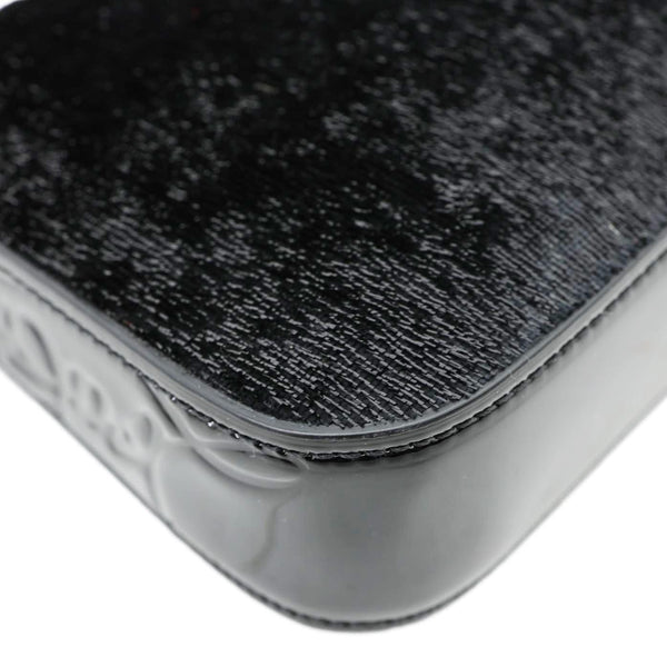 CHRISTIAN LOUBOUTIN Loubila Patent Velour Chain Clutch Black