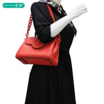 VERSACE La Medusa Leather Top Handle Shoulder Bag Red