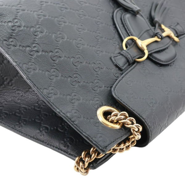 GUCCI Emily Leather  Chain Shoulder Bag Black 295403