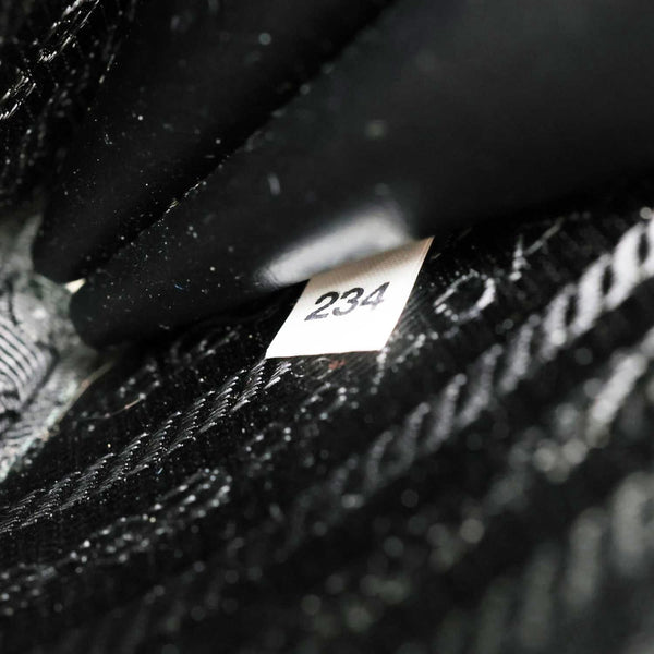 PRADA Triangle Double Pouch Crystal Embellished Satin Crossbody Bag Black