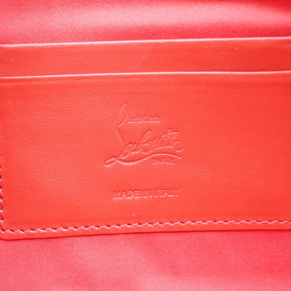 CHRISTIAN LOUBOUTIN Loubila Patent Velour Chain Clutch Black