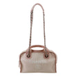 CHANEL Deauville Canvas Leather Bowling Shoulder Bag Light Pink