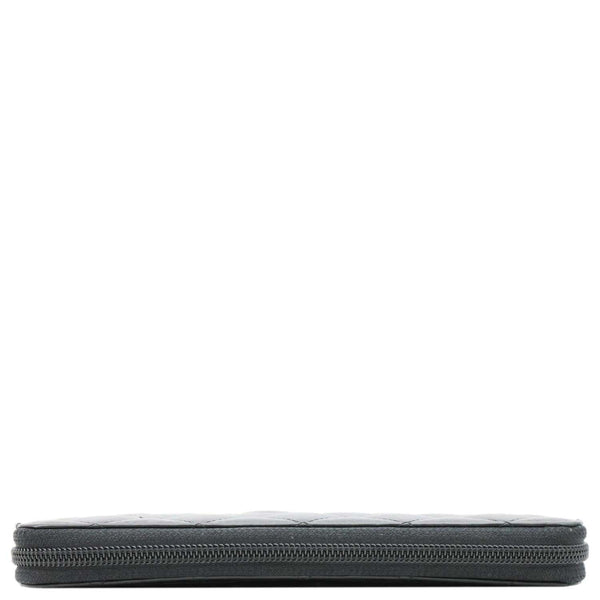 CHANEL Cambon Line Quilted Leather Zip Wallet Black