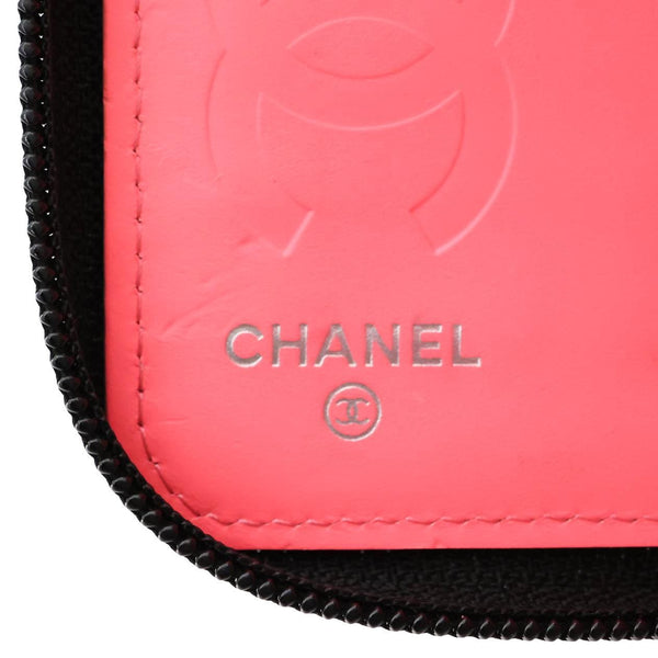 CHANEL Cambon Line Quilted Leather Zip Wallet Black