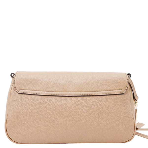 GUCCI Soho Flap Leather Chain Crossbody Bag Beige 536224
