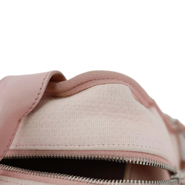 CHANEL Deauville Canvas Leather Bowling Shoulder Bag Light Pink