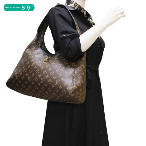 LOUIS VUITTON The Drop GM Monogram Canvas Hobo Bag Brown