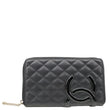 CHANEL Cambon Line Quilted Leather Zip Wallet Black