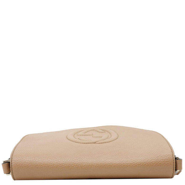 GUCCI Soho Flap Leather Chain Crossbody Bag Beige 536224