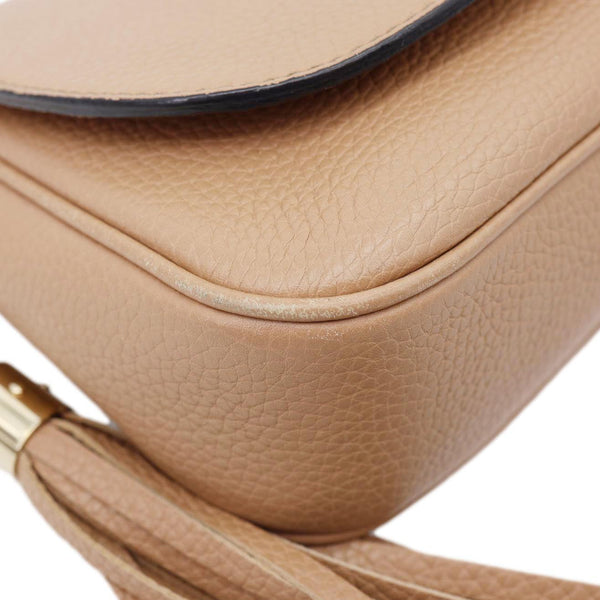 GUCCI Soho Flap Leather Chain Crossbody Bag Beige 536224