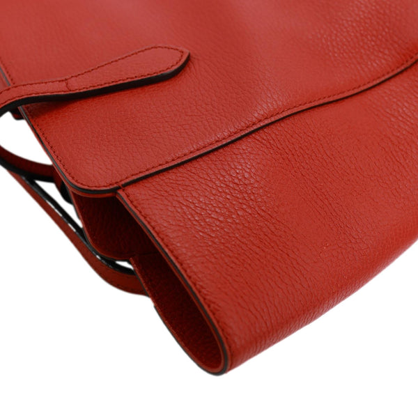 GUCCI Swing Small Pebbled Leather Tote Bag Red 354408