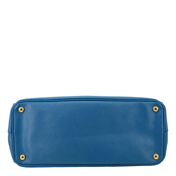 PRADA Galleria Double Zip Saffiano Leather Top Handle Satchel Bag Blue