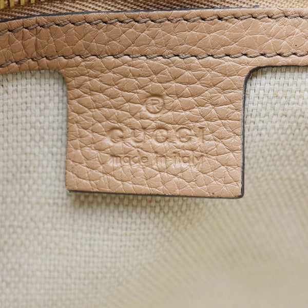 GUCCI Soho Flap Leather Chain Crossbody Bag Beige 536224