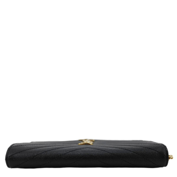 YVES SAINT LAURENT Cassandre Flap Matelassé Grain De Poudre Leather Pouch Black