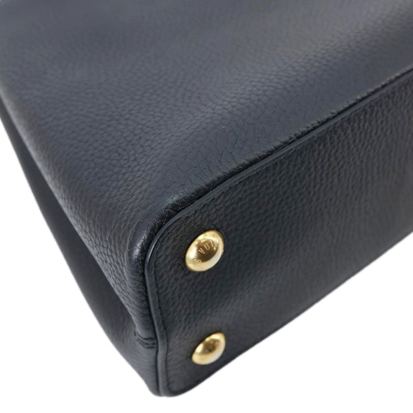 LOUIS VUITTON Capucine MM Taurillon Leather Crossbody Bag Black