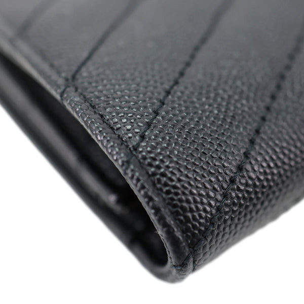 YVES SAINT LAURENT Cassandre Flap Matelassé Grain De Poudre Leather Pouch Black