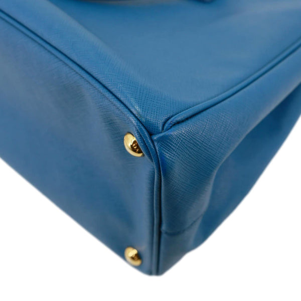 PRADA Galleria Double Zip Saffiano Leather Top Handle Satchel Bag Blue