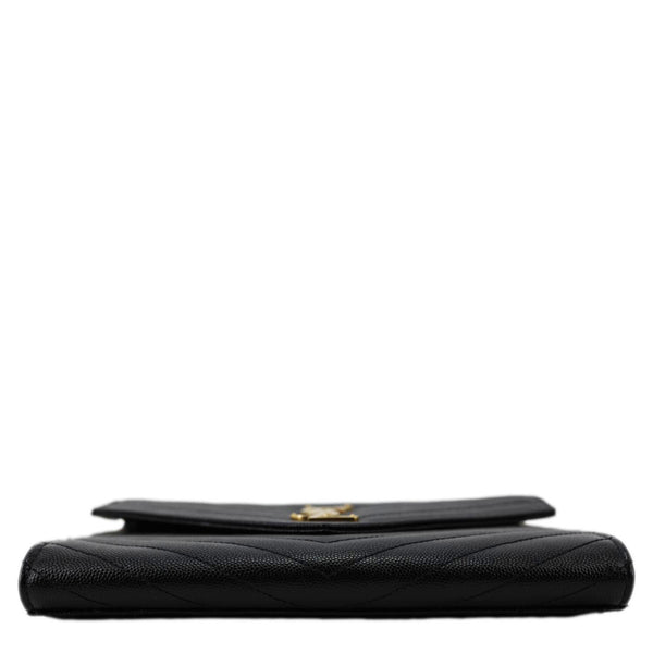 YVES SAINT LAURENT Cassandre Flap Matelassé Grain De Poudre Leather Pouch Black