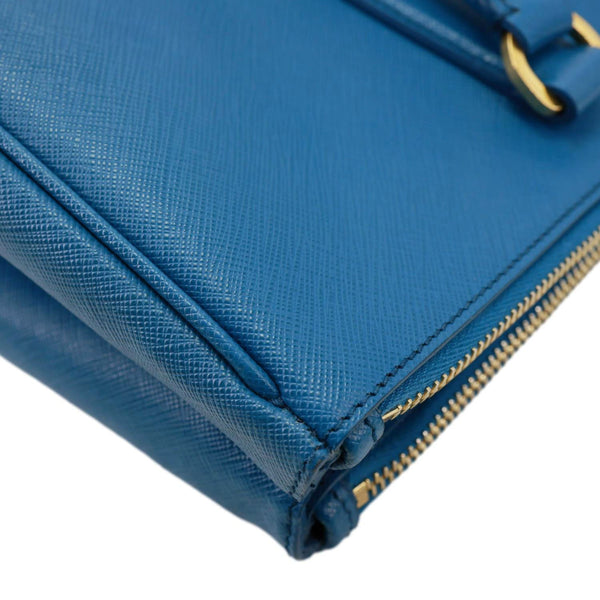 PRADA Galleria Double Zip Saffiano Leather Top Handle Satchel Bag Blue