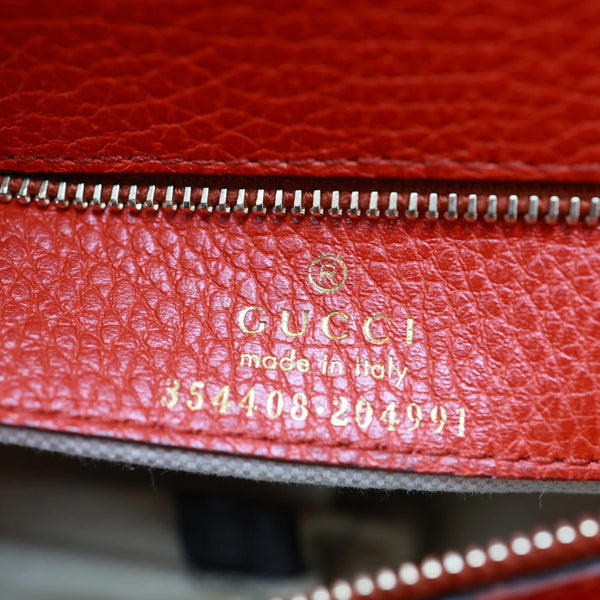 GUCCI Swing Small Pebbled Leather Tote Bag Red 354408