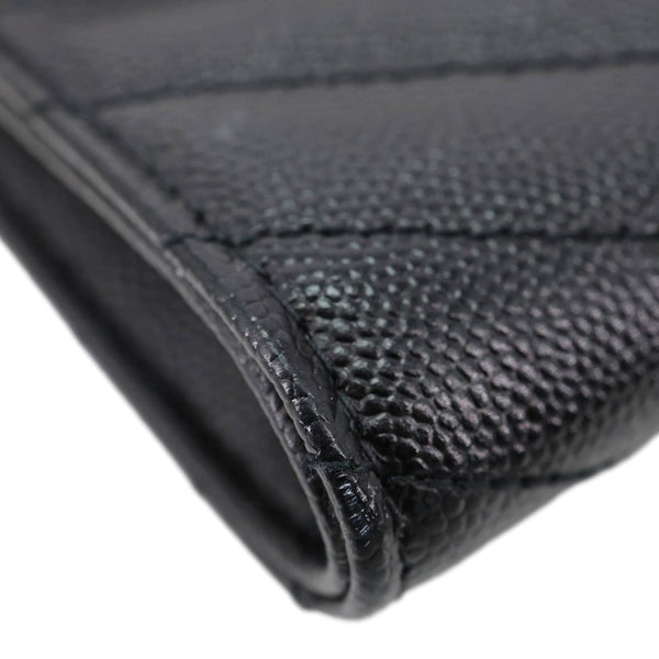 YVES SAINT LAURENT Cassandre Flap Matelassé Grain De Poudre Leather Pouch Black