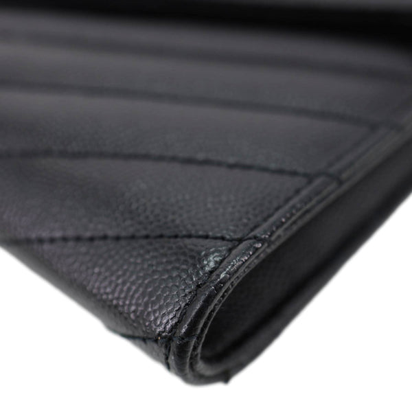YVES SAINT LAURENT Cassandre Flap Matelassé Grain De Poudre Leather Pouch Black