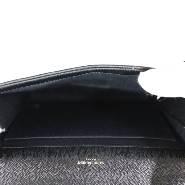 YVES SAINT LAURENT Cassandre Flap Matelassé Grain De Poudre Leather Pouch Black