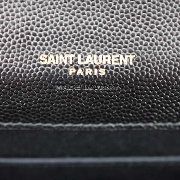 YVES SAINT LAURENT Cassandre Flap Matelassé Grain De Poudre Leather Pouch Black
