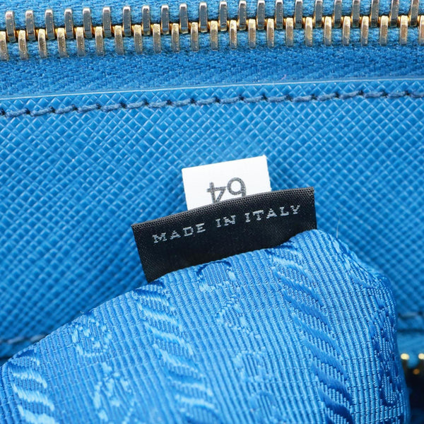 PRADA Galleria Double Zip Saffiano Leather Top Handle Satchel Bag Blue