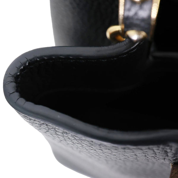 LOUIS VUITTON Capucine MM Taurillon Leather Crossbody Bag Black