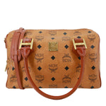 MCM Heritage Monogram Visetos Canvas Boston Bag Cognac