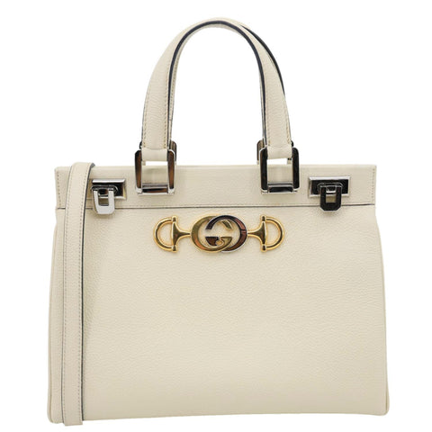 GUCCI Zumi Small Leather Top Handle Shoulder Bag Off White 569712