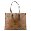 LOUIS VUITTON Onthego GM Giant Monogram Reverse Canvas Tote Shoulder Bag Brown