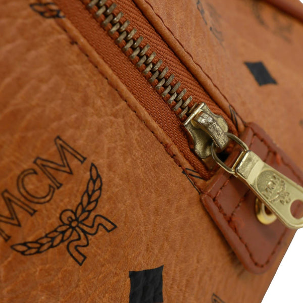 MCM Heritage Monogram Visetos Canvas Boston Bag Cognac