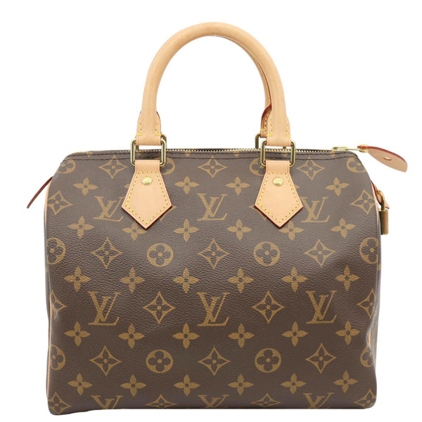 LOUIS VUITTON Speedy 25 Monogram Canvas Satchel Bag Brown