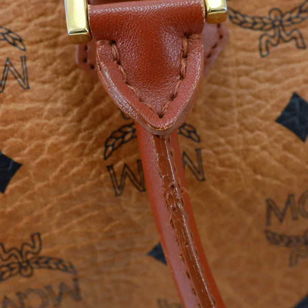MCM Heritage Monogram Visetos Canvas Boston Bag Cognac