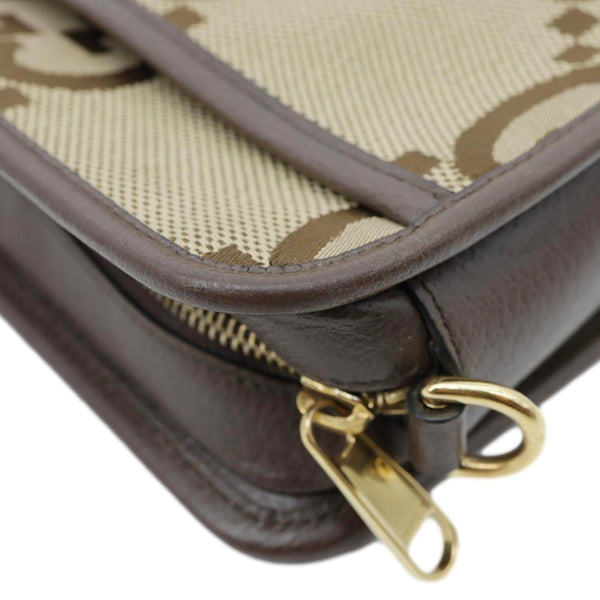GUCCI Mini Jumbo GG Canvas Crossbody Bag Beige 696075